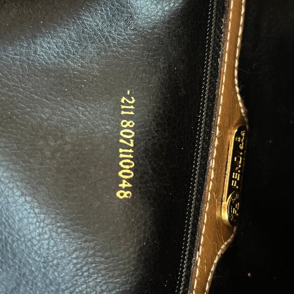 FENDI VTG 80s Pequin Stripe Cognac Saddle Flap Shoulder Bag Convertible Clutch - Picture 14 of 16